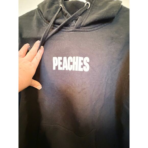 Official Justin Bieber Peaches Hoodie Black Graphic Unisex Pullover - Picture 2 of 9
